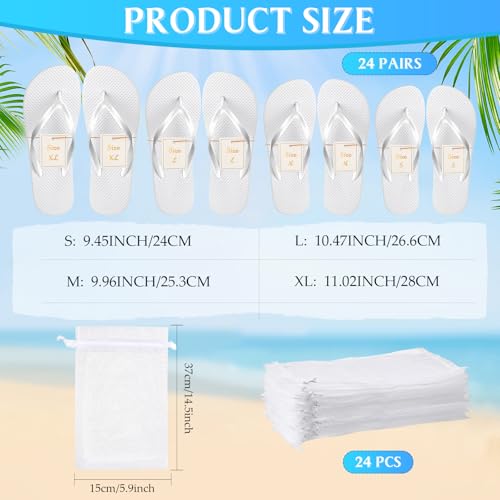 Unittype 24 Pairs Flip Flops Bulk for Wedding Guest Slippers Wedding Flip Flops with Cards Bags for Pool Beach Party2