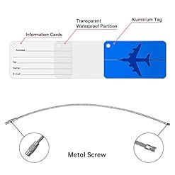 Brencco 4 aluminum luggage tags with card for personal information dirt and stain resistant metal luggage tags for luggage bags