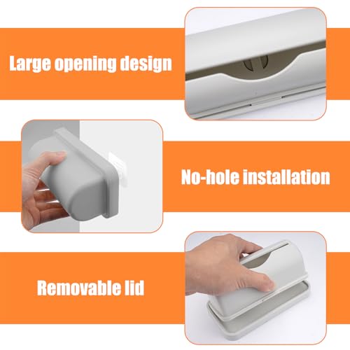 WhizNook 2 Stück Müllbeutelspender, 15x6.5 cm Bag Dispenser, Wandmontierter Spender Müllsack, Trash Bag Dispenser, Müllbeutel Halter Wand, Müllsack Organisator Wand, für Küche Toilette (Grau)