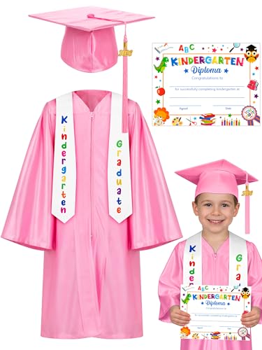 Image of QZYL Kindergarten Graduation Cap and Gown Set, 2026 Congrats Grad Outfit with Tassel & Certificate for Kindergarten