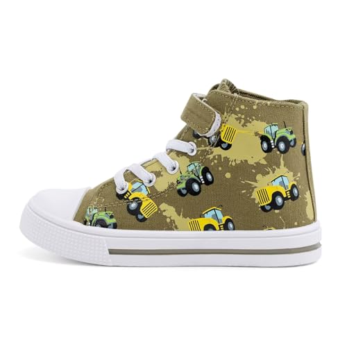 EUXTERPA Kids High Top Shoes Toddler Canvas Sneakers Boys Casual Walking Sports Shoe, Farm Tractor...