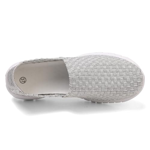 TEOKJ Women's Slip-On Walking Shoes, Handmade Woven Comfort Sneakers3