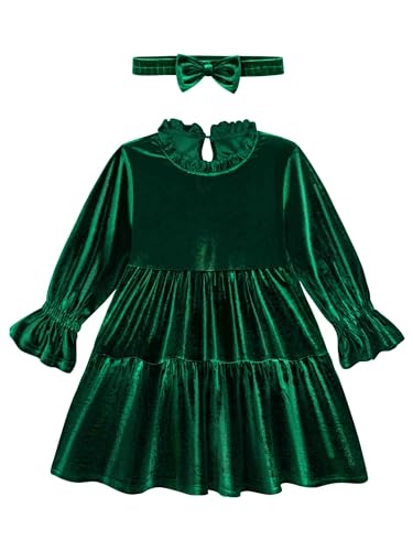 Baby Girls Velvet Christmas Dress Long Sleeve
