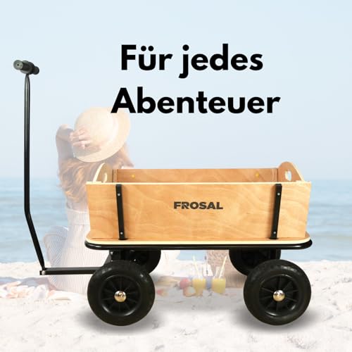 FROSAL Bollerwagen Holz Erik Extra Handwagen Holzbollerwagen Transportwagen Kinder Leiterwagen für große Menschen – Bild 7