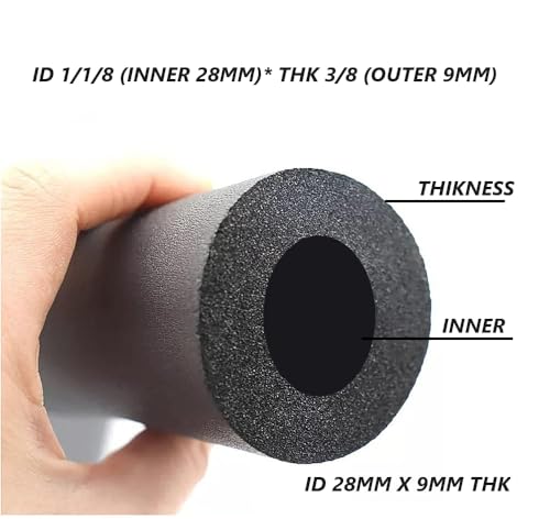 Image of M&M HARIS 1-1 /8 ID X 3 /8 inch THK Foam Heat Insulated Tube for Air Conditioner Ac Pipe Foam Rubber Tube 5.9 Feet Insulation Pipe Cover ID 28 mm X 9 mm THK Tube Pack of 2