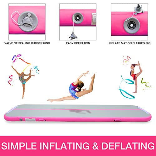 Gymnastics Tumbling Track Mat 20Ft Inflatable Gymnastics Mats Tumble Track, Air Mat Training Mats With Air Pump For Kids Home Use Cheerleading Yoga #TOP2