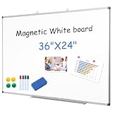 XIWODE Magnetic Dry Erase Board 24x36 Inches, Aluminum Frame Whiteboard for Wall, Durable Writing Surface for Office, Classroom & Home Use