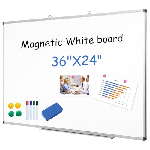 XIWODE Ardósia magnética de apagar a seco, quadro branco montado na parede, 24 x 36 polegadas, quadro branco leve, quadro montado na parede para crianças, casa, escritório, escola