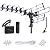 Five Star Outdoor HD TV Antenna Strongest Up to 200 Miles Long Range with Motorized 360 Degree Rotation, UHF/VHF/FM Radio Infrared Remote Control with Installation Kit and Jpole