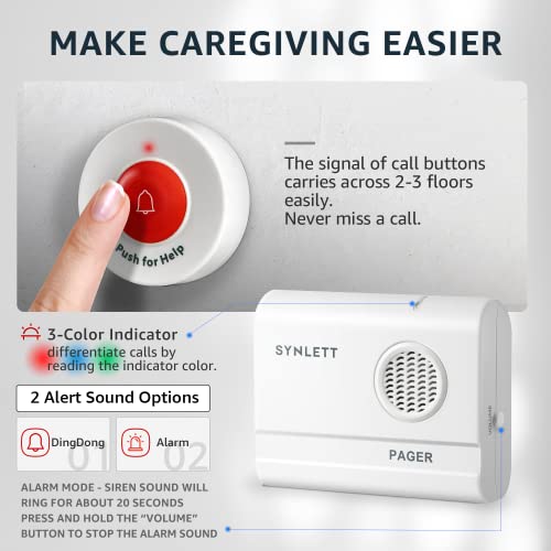Caregiver-Pager-Wireless-Nurse-Call-Button-for-Elderly-Monitoring-SOS-Alert-System-Portable-Alarm-Call-Bell-for-Home-Care-Seniors-Patients-Emergency-3-Call-Buttons-2-Pagers