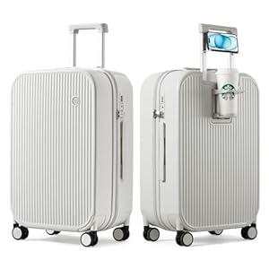 mixi Checked Luggage with Cup Phone...