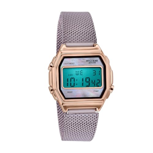 Image of Sonata Poze 8 Quartz Digital with Pink Dial Pink Mesh Strap Watch for Women - SP80170WM01W