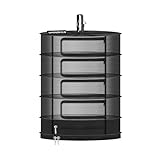 SPONDWILD Herb Drying Rack Hanging Mesh, Medium 5 Layer Plant Drying Rack with Door Type Zipper & Closed Storage Compartment for Folding Basket Dryer Fitting in Grow Tents, Garden Outdoor