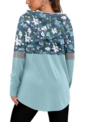BETTE BOUTIK Womens Quarter Zip Tunic Hoodies Pullover Long Hooded Sweatshirts S-3XL