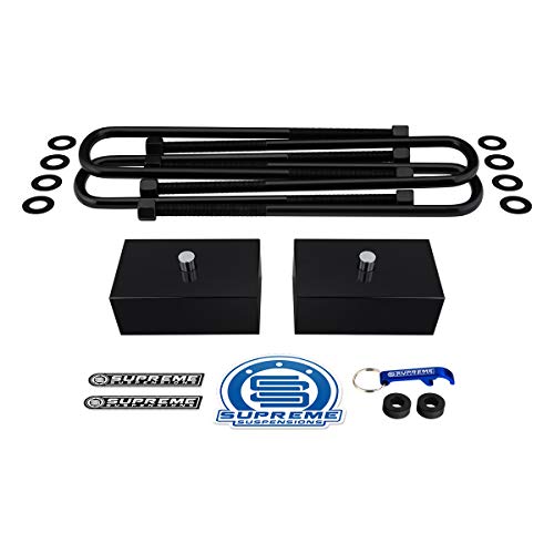 Supreme Suspensions - 2" Rear Leveling Kit For 2017-2022 Ford F250 F350 Super Duty 2WD 4WD - T6 Billet Aluminum Lift Blocks with Heavy-Duty 5/8" U-Bolts Rear Suspension Lift Kit