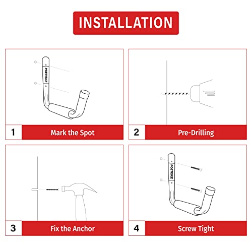 Poetiske Utility Hooks Ladder Hooks With 9.8'' Jumbo Arm Garage Storage Organizer Hang Folding Chair Bike Ski Tool Heavy Duty 4Pc #TOP4