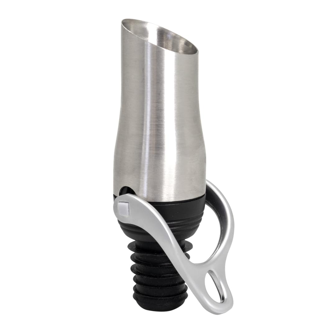 VB Vin Bouquet FIA 1598 Stainless Steel Wine Bottle Pourer with Silicone Stopper, Dispenser for Serving Wine