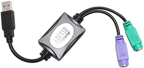 Adesso ADP-PU21 PS/2 to USB Adapter showing USB and PS/2 connectors
