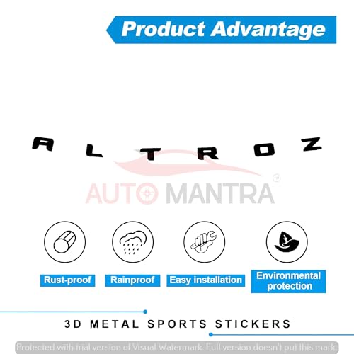 Image of Altroz Self Adhesive | Metal Sticker Logo Badge 3D Emblem Car Sticker (Black)
