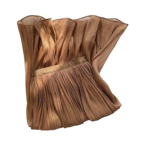 Chiffon Skirt Silky Temperament Half Skirt for Women Slim Fit and Slimming Mid Length A-line Hanging and Flowing Summer Organza for Chiffon(Brown)