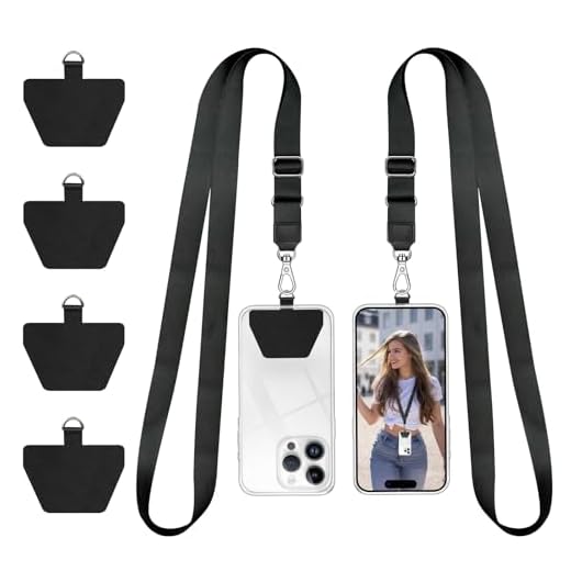 Doormoon Phone Lanyard, Universal Adjustable Neck Strap for Phone Case Keys ID Badges Cell Phone Lanyard Compatible with iPhone, Samsung, Most Smartphones, 2 Pack, Black Black