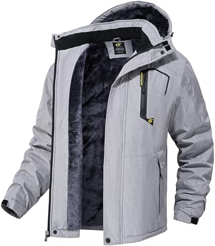 Image of QPNGRP Mens Waterproof Fleece Ski Jacket Windproof Winter Snow Coat