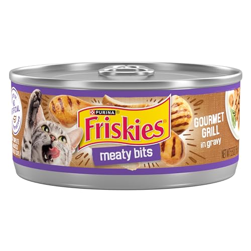Purina Friskies Wet Cat Food, Meaty Bits Gourmet Grill in Gravy - (Pack of 24) 5.5 oz. Cans