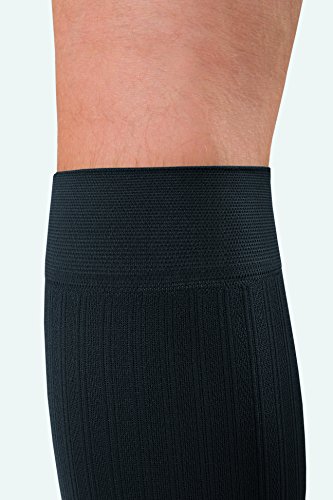 Image of JOBST forMen Ambition Knee High with SoftFit Technology Band, 30-40 mmHg Ribbed Dress Compression Socks, Closed Toe, 4 Regular, Black