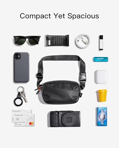 Image of Inateck Sling Bag X-Mini, Durable Fanny Pack with RFID Blocking, Water-resistant Belt Waist Bag with Quick-adjust Strap, Stylish Waist Pack for Men, Women, Travel, Hiking, Cycling, Work, Sports, Black