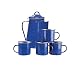 Stansport Enamel 8 Cup Coffee Pot with Percolator and 12 Ounce Mugs