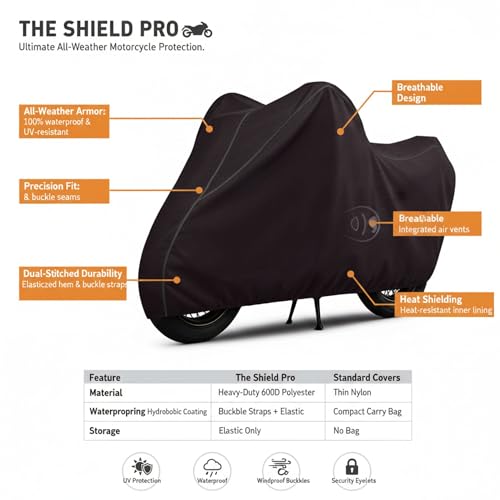 Image of 100% Waterproof Apache RTR 160 Bike Cover | Polyester Body Cover for Rain & Sun | UV Protection, Dustproof, Scratch Resistant, Windproof, Heat Resistant, Vehicle Specific Fit (Black)