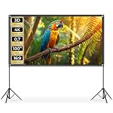 tectake® Telo Proiettore con Treppiede Pieghevoli 16:9 4K HD, 223 x 128 cm, 100", Schermo Proiettore, Borsa Trasporto, Schermo Portatile Cinema Home Theatre telo per proiettore per casa ufficio scuola