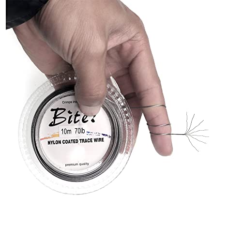 5Lb-280Lb 7 Strands Stainless Steel Wire Leader Nylon Coated-32.8Ft Fishing Leader With 10Pcs Crimp Sleeves (Silver With Spool, 10Lb) #TOP26