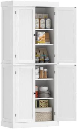 HOMCOM 72.5" Tall Kitchen Pantry Cabinet, Freestanding Modern Far...