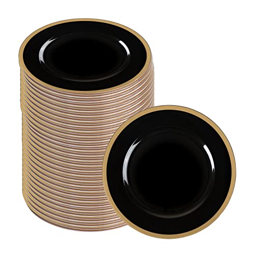 PARTY BARGAINS 13-Inch Charger Plates - 96 Pack, Black Gold