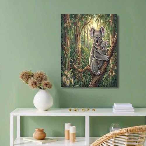 Impression sur toile animaux forêt koala 70x100 cm vert