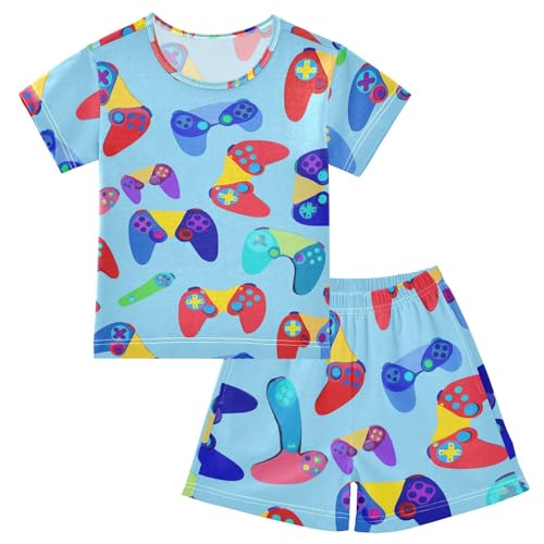 Colorful Controller Pajama Set Short Sleeve Pajamas Shorts Sets Cotton PJS 2 Piece Clothes Set 5Y