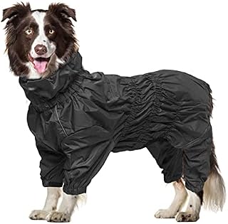 Geyecete1/2 Leg Trouser SuitDog Raincoat with high Waterproof for Dogs Reflective Four-Leg rain Gear Jumpsuit for Puppies Small Medium pet-Black-S