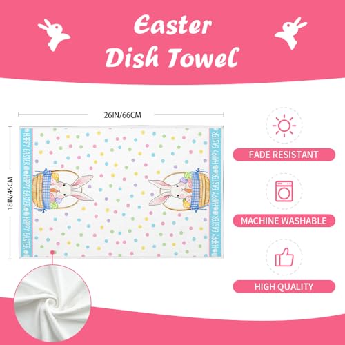 Arkeny AD223 Easter Kitchen Towels Set Of 2,White Bunny Eggs Dish Towels 18X26 Inch Drying Dishcloth,Farmhouse Home Seasonal Spring Decorations Ad223 thumb #7