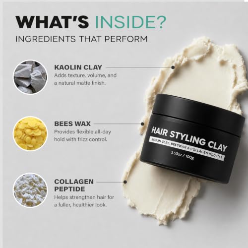 Image of Hair Styling Clay Wax for extra hold & texture | Strong hold Natural finish | Safe for hair No harmful chemicals| 100gm