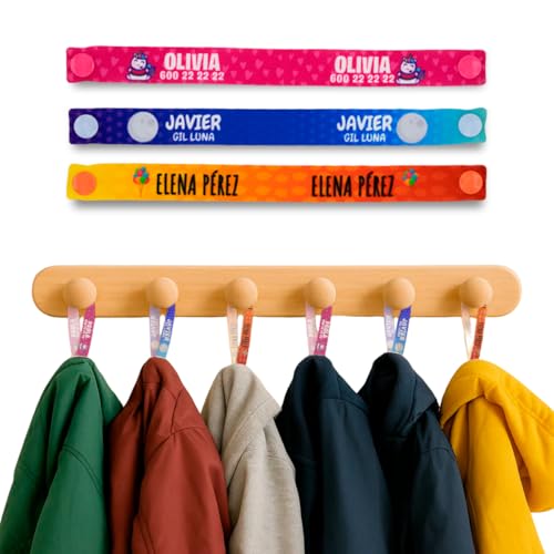DEREGALOOS. Cintas para Colgar Ropa Infantil sin Coser. Etiquetas de Tela con Nombre Personalizado. Reutilizables y Resistentes. Ideales para Colegio Guardería Mochilas