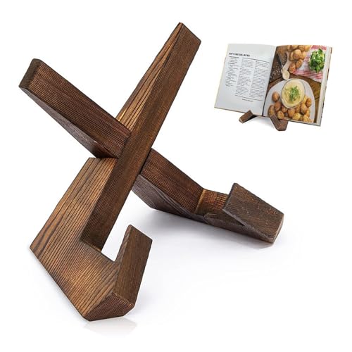 Recipe Book Stand, Portable Cook Book Stand Wooden Cookbook Holder Display for Hands Free Reading Cookery Kitchen Tablet iPad Magazines