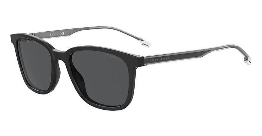BOSSHugo Boss Boss 1314/S Rectangular Shape Full Rim Sunglasses for Men, 55 mm Lens Width, Black/Grey