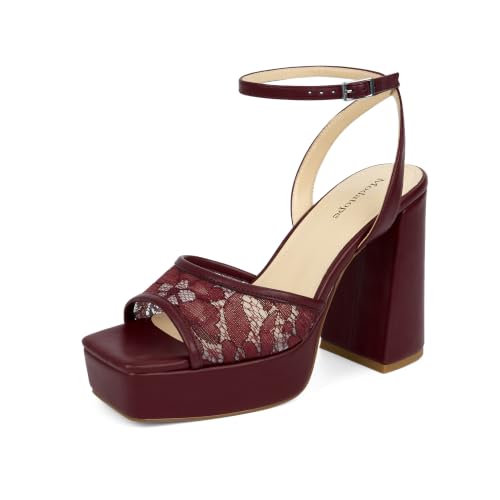 Image of Modatope Platform Heels for Women Chunky Heel Open Toe Ankle Strap Sandals