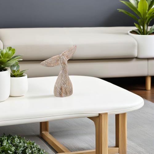 Statuette queue de baleine en bois rustique style bord de mer pour table - 7