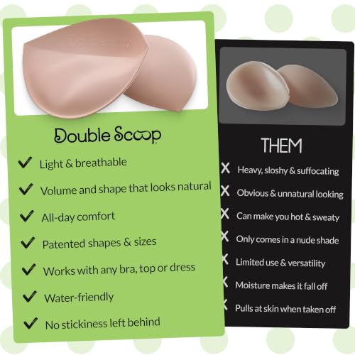 Image of Double Scoop Push Up Bra Inserts w /Bonus Sticky Tape Strips, Instant Breast Implants, Replacement Bra Pads, A /B, C, D