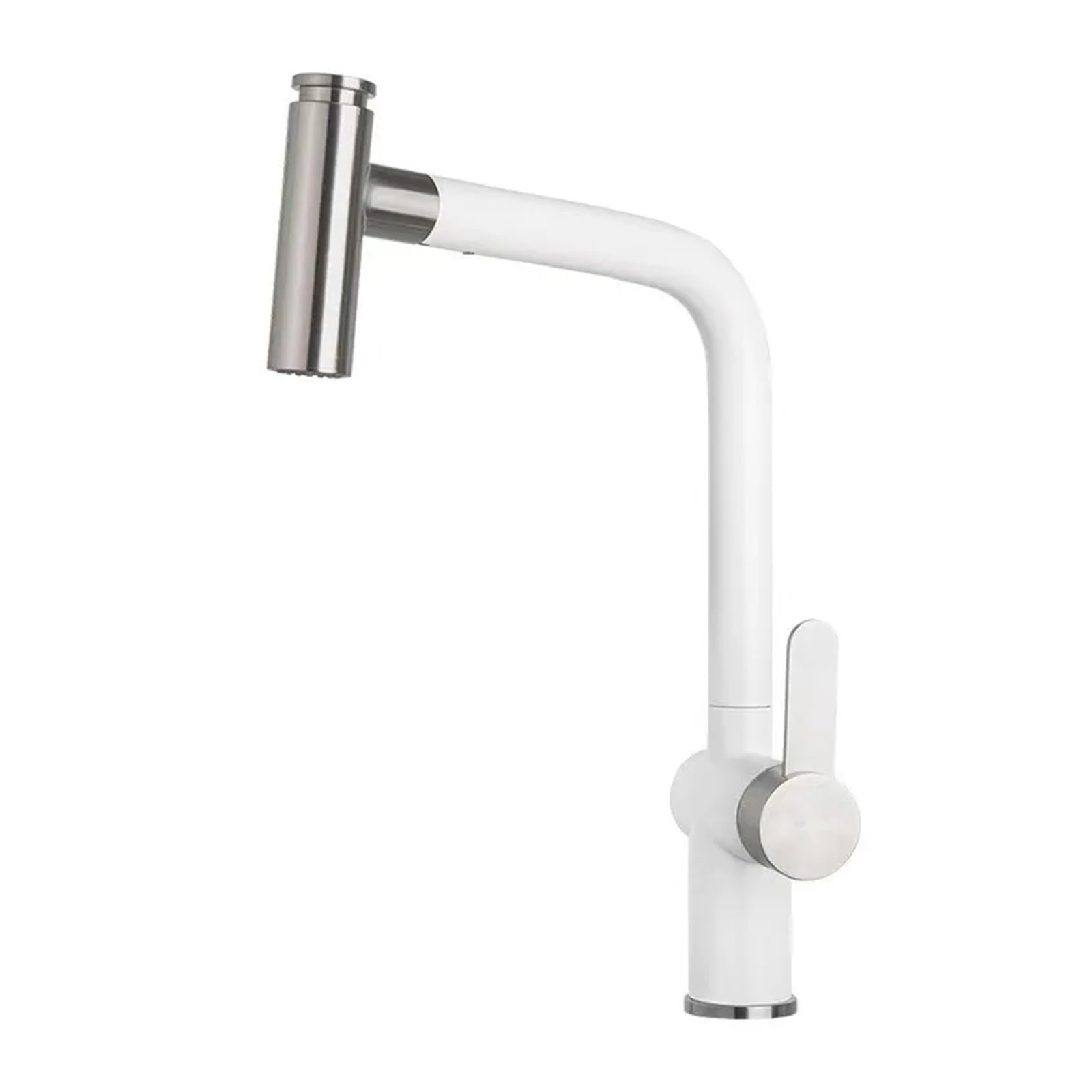 Kitchen Faucets, Quartz Stone Universal Rotate Pull-Out Faucet, Kitchen Sink Dual Effluent Modes, Cold and Hot Control Bathroom(Shell White)