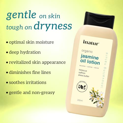 Image of inatur Jasmine Oil Body Lotion 200ml | Lightweight Daily Moisturizer | Refreshing jasmine fragrance for a spa-like skincare experience