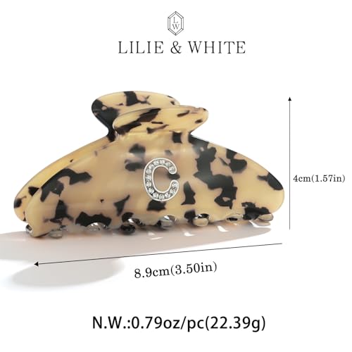 Image of LILIE&WHITE Christmas Gift Tortoise Initial Hair Clips For Women With Letter Rhinestone Hair Claws Trendy Monogram Claw Clips For Thick Hair Alphabet C