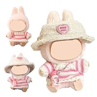 Bekleidung für 17cm Monster Plüsch, Monster Keychain Doll Kleidung, Kuscheltier Kleidung Outfit nur Bekleidungs zubehör für 17cm Pullover Hoodie Bekleidung DIY Kinder Geschenke (Rosa Samthut)